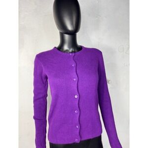 LINK Purple Cardigan Sweater Wool Long Sleeve Button Front‎ Knitwear M